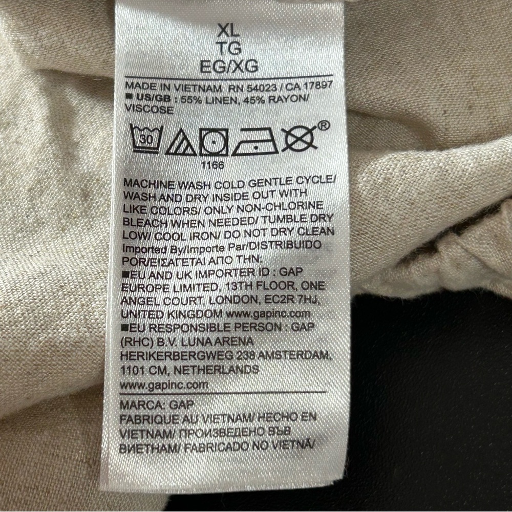 GAP Women's Linen Blend Flax Beige Wide-Leg Drawstring Pants Pockets. NWT. Sz XL - Picture 6 of 10